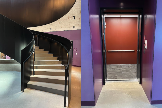 Staircase and elevator